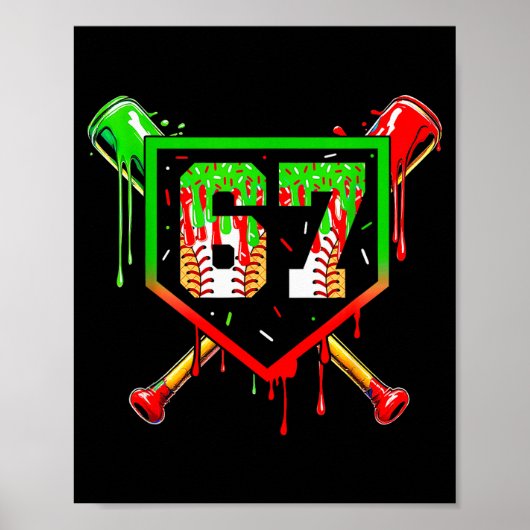 Baseball Ice Cream Drip Number 67 Player 6 7 Chris Poster (Vorne)