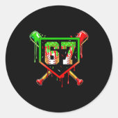 Baseball Ice Cream Drip Number 67 Player 6 7 Chris Runder Aufkleber (Vorderseite)