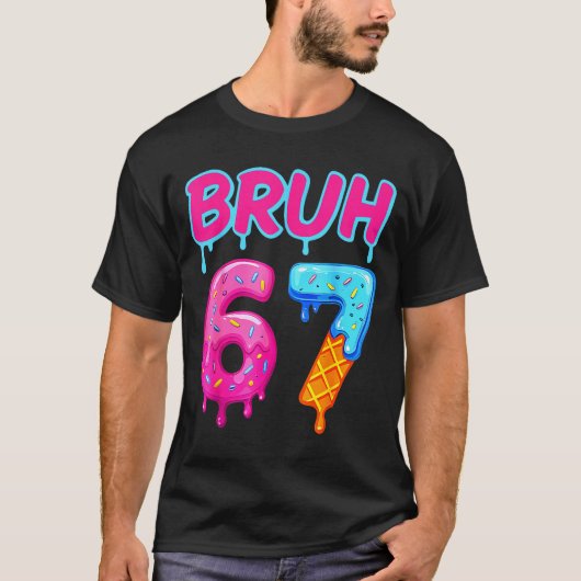 Baseball Ice Cream Drip Number 67 Player Or 67th B T-Shirt (Vorderseite)
