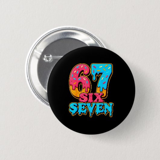 Baseball Ice Cream Drip Number 67 Six Seven Meme C Button (Vorne & Hinten)