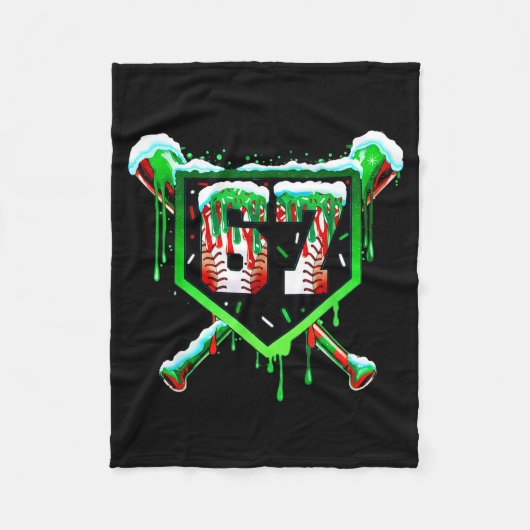 Baseball Ice Cream Drip Number 67 Six Seven Meme C Fleecedecke (Vorderseite)