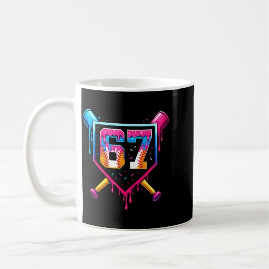 Baseball Ice Cream Drip Number 67 Six Seven Meme C Kaffeetasse (Links)