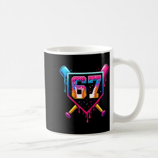 Baseball Ice Cream Drip Number 67 Six Seven Meme C Kaffeetasse (Rechts)