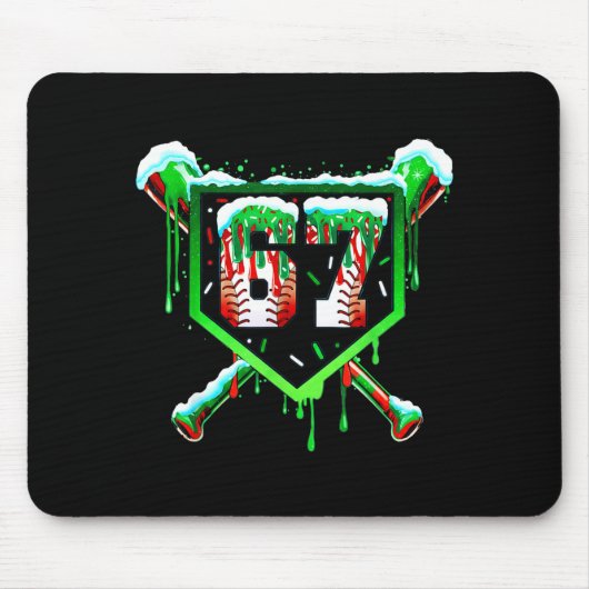 Baseball Ice Cream Drip Number 67 Six Seven Meme C Mousepad (Vorne)