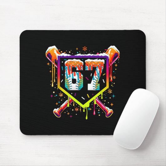 Baseball Ice Cream Drip Number 67 Six Seven Meme C Mousepad (Mit Mouse)