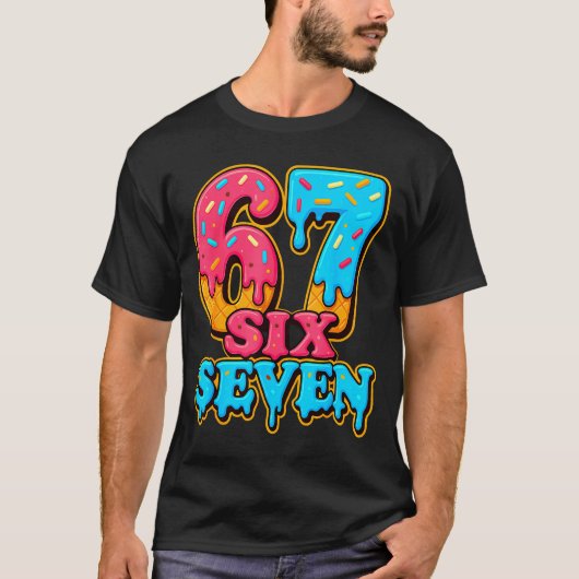 Baseball Ice Cream Drip Number 67 Six Seven Meme C T-Shirt (Vorderseite)
