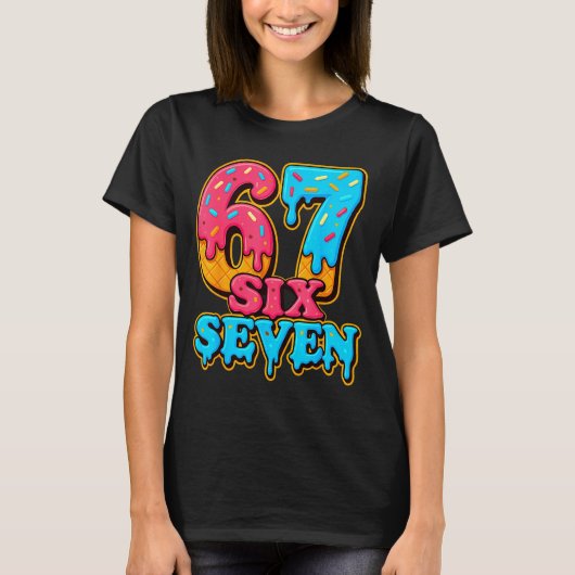Baseball Ice Cream Drip Number 67 Six Seven Meme C T-Shirt (Vorderseite)