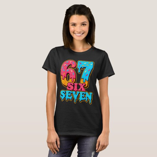 Baseball Ice Cream Drip Number 67 Six Seven Meme C T-Shirt (Vorne ganz)