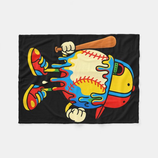 Baseball Ice Cream Drip Youth Back To School Baseb Fleecedecke (Vorderseite (Horizontal))