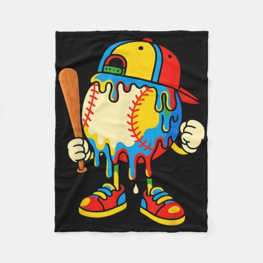 Baseball Ice Cream Drip Youth Back To School Baseb Fleecedecke (Vorderseite)