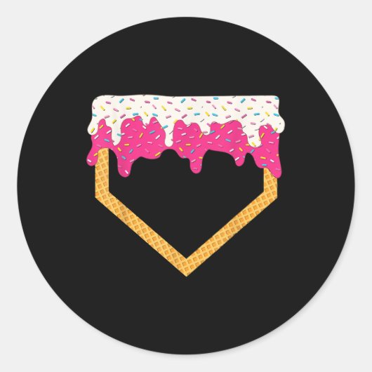 Baseball Ice Cream Dripping Baseball Zuhause Plate Runder Aufkleber (Vorderseite)