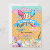 Baseball Ice Cream Tropfen Twins Geburtstagsparty Einladung (Vorderseite)
