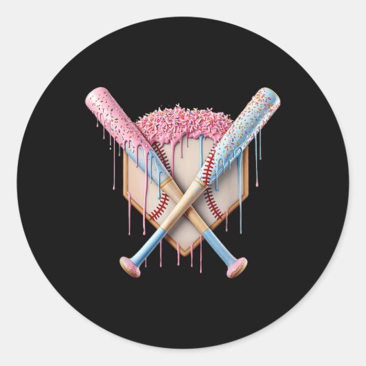 Baseball Ice Cream Zuhause Plate Tropfen Youth Boy Runder Aufkleber (Vorderseite)