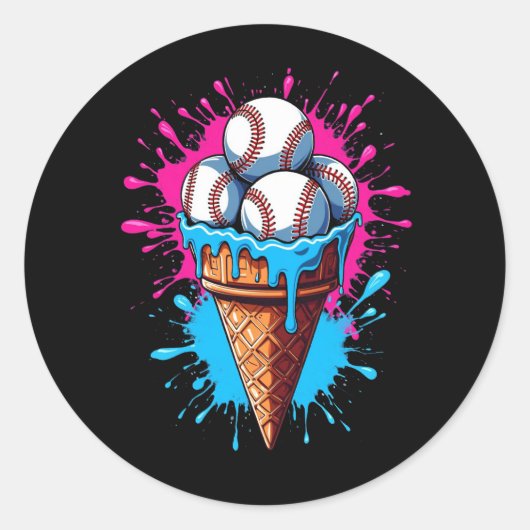 Baseball Ice Runder Aufkleber (Vorderseite)