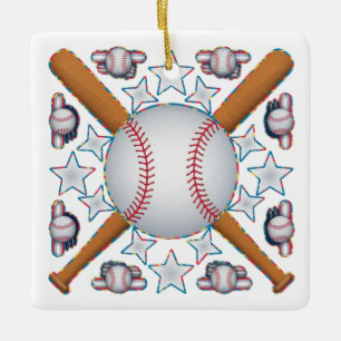 Baseball-Ikonen-Collage Keramikornament