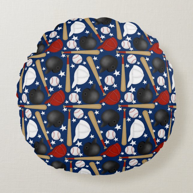 Baseball im blauen Hintergrund Rundes Kissen (Vorderseite)