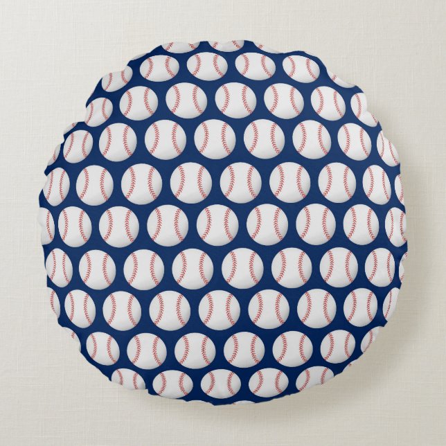 Baseball im blauen Hintergrund Rundes Kissen (Vorderseite)
