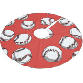 Baseball im roten Hintergrund Polyester Weihnachtsbaumdecke (Schrägansicht)