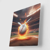 Baseball im Stadion Quadratische Wanduhr (Winkel)