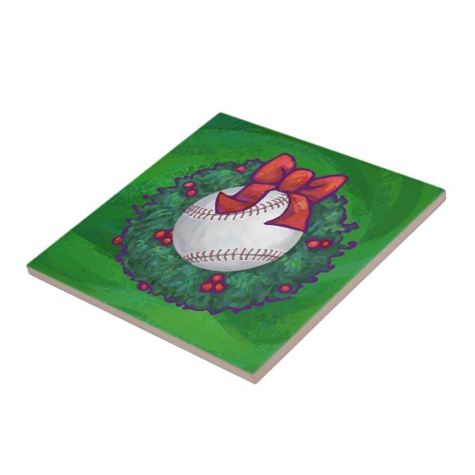 Baseball im Weihnachtskranz Fliese (Seite)