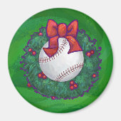 Baseball im Weihnachtskranz Magnet (Vorne)