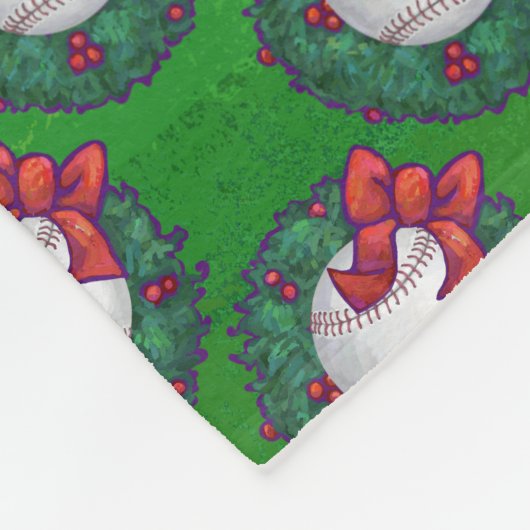 Baseball im Weihnachtskranz-Muster Fleecedecke (Ecke)