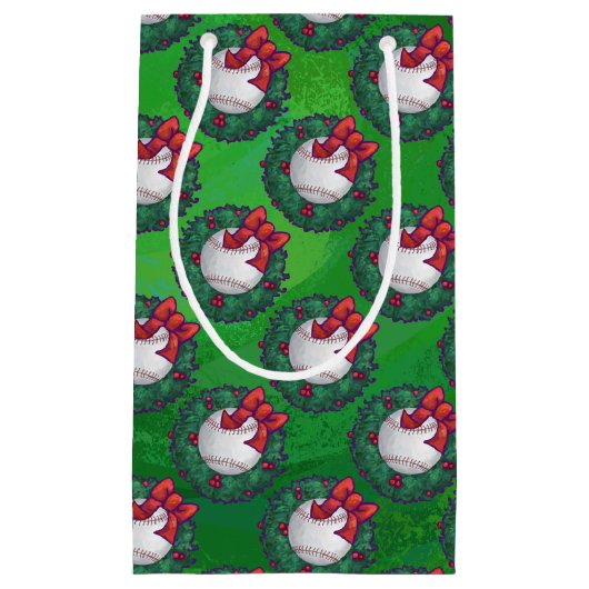 Baseball im Weihnachtskranz-Muster Kleine Geschenktüte (Vorderseite)