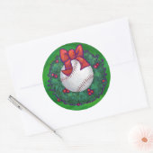 Baseball im Weihnachtskranz Runder Aufkleber (Umschlag)