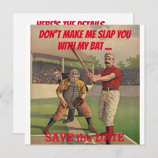 Baseball Image FP der 1840er Save The Date (Vorne/Hinten)