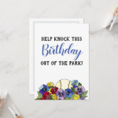 Baseball in Blume FLAT Card Dusche einladen Karte (Vorderseite/Rückseite Beispiel)