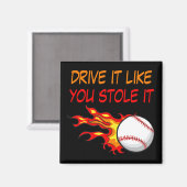 Baseball in Flammen brennen mit lustigem Zitat, sc Magnet (Vorderseite/Rückseite)