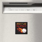 Baseball in Flammen brennen mit lustigem Zitat, sc Magnet (In Situ (Geschirrspüler))