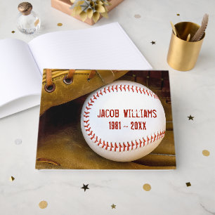 Baseball in Handschuh bei Gedenkgottesdienst Gästebuch