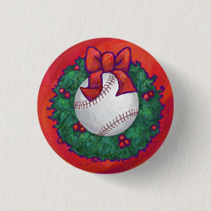 Baseball in Kreath auf Rot Button