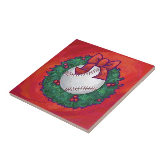 Baseball in Kreath auf Rot Fliese (Seite)