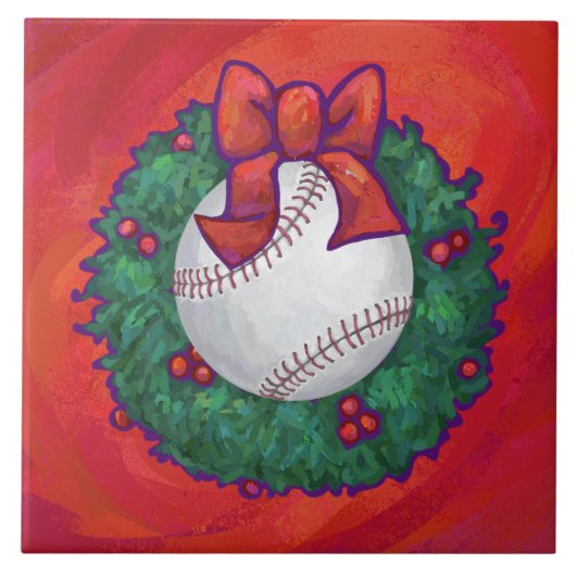 Baseball in Kreath auf Rot Fliese (Vorderseite)