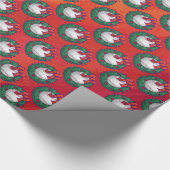 Baseball in Kreath auf Rot Geschenkpapier (Ecke)