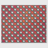 Baseball in Kreath auf Rot Geschenkpapier (Flach)