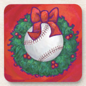 Baseball in Kreath auf Rot Getränkeuntersetzer (Vorderseite)