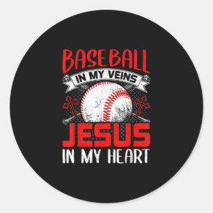 Baseball in meinen Adern Jesus in meinem Herzen Ba Runder Aufkleber