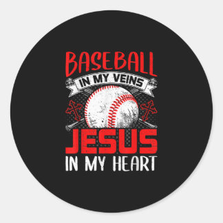 Baseball in meinen Adern Jesus in meinem Herzen Ba Runder Aufkleber