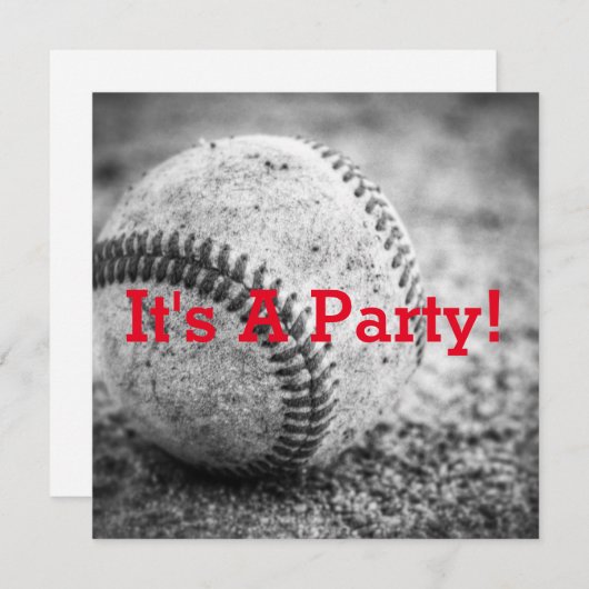Baseball in Schwarz und Weiß Einladung (Vorne/Hinten)