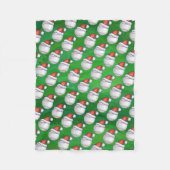 Baseball in Weihnachtsmannmütze Pattern auf Grün Fleecedecke (Vorderseite)
