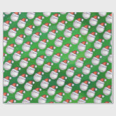 Baseball in Weihnachtsmannmütze Pattern auf Grün Geschenkpapier (Flach)