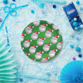 Baseball in Weihnachtsmannmütze Pattern auf Grün Pappteller (Party)