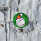 Baseball in Weihnachtsmannmütze über Grün Button (Beispiel)