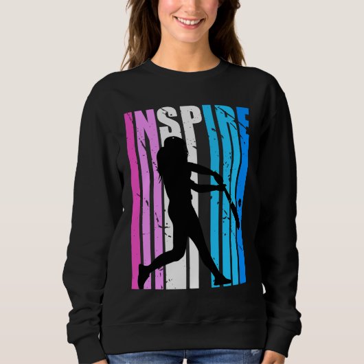 Baseball Inspire Pink Blue Color Inspirational Mot Sweatshirt (Vorderseite)