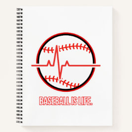 Baseball is Life Heartbeat Pulse Graphic Notizblock