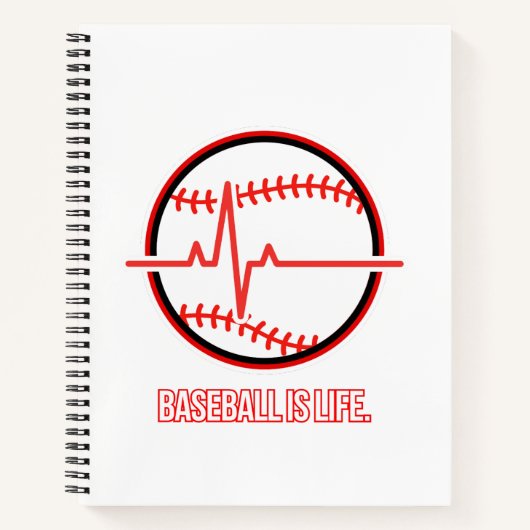 Baseball is Life Heartbeat Pulse Graphic Notizblock (Vorderseite)