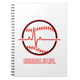 Baseball is Life Heartbeat Pulse Graphic Notizblock